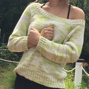AE Off-Shoulder Green/White Sweater